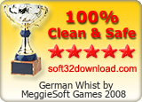 German Whist by MeggieSoft Games 2008 Clean & Safe award